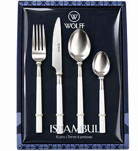 Faqueiro 16 Peças Istambul Aco Inox Branco 77013 4Pessoas
