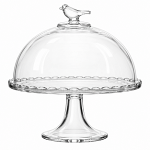 Queijeira Prato Cristal Chumbo Bird C/ Pé 20x18cm Wolff 21303