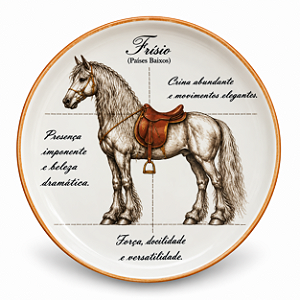 Prato De Sobremesa Cavalo Frísio Raças Equinas Pet Mania 21,5cm Porto Brasil