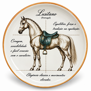 Prato De Sobremesa Cavalo Lusitano Raças Equinas Pet Mania 21,5cm Porto Brasil