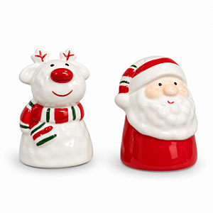 Kit Saleiro e Pimenteiro Papai C/ Rena 8cm Cerâmico