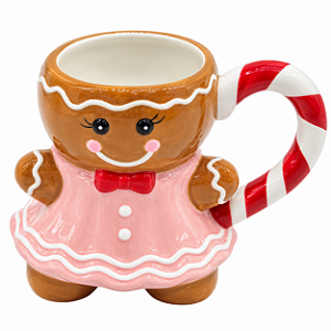 Caneca Natalina Ginger Rosa 12cm C/1Unid 450ml MP2382
