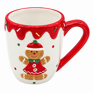 Caneca Natalina Ginger Branca 320ML 10cm 1UN MP943