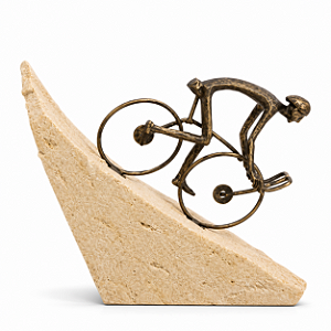 Escultura Ciclista Em Madeira e Metal 18x21cm 23242 Mart
