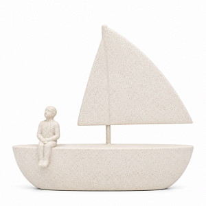 Escultura Barco Em Poliresina 10x25cm 23527 Mart