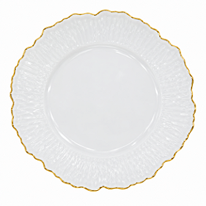Prato Natalino Sousplat Borda Organica Dourado 33cm 1Unid MP2286 PVC