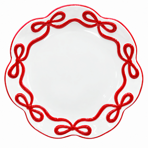 Prato Natalino Raso Laços Vermelho De Natal 28cm 1Unid MP2408