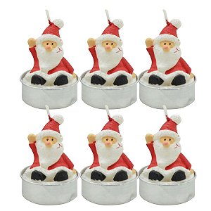 Vela Natalina Papai Noel De Neve Jogo c/ 6 4x4cm Cromus