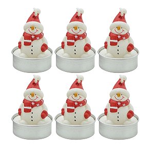 Vela Natalina Boneco De Neve Jogo c/ 6 4x4cm Cromus