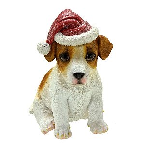 Boneco Natalino Cachorro Decorativo 17x10cm Resina