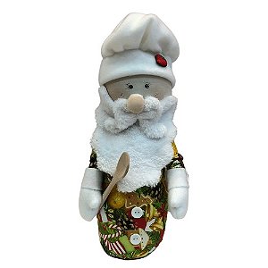 Boneco Papai Noel em Pé Vermelho e Marrom Segurando Lanterna e Coração 90cm  - Ref 73581001 D&A - CCS Decorações