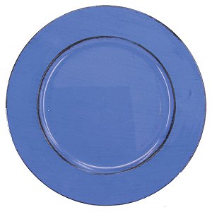 Sousplat de Plástico Patinado Azul 33cm MI0030 C/1UN Opala