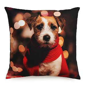 Almofada Natalina Cachorro de Cachecol 45x45 300-39 Decortextil