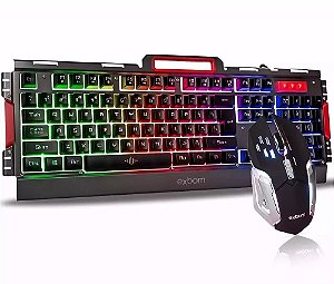 Kit Gamer Teclado em metal e mouse com iluminação colorido BKG3000