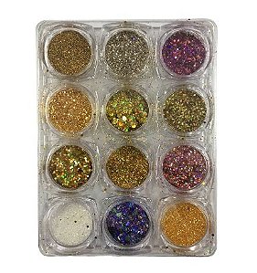 Kit de Glitter com 12 Unidades Sortidas - FN Fan Nails