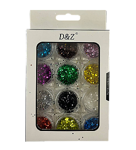 Kit de Glitter Flocado com 12 Unidades - D&Z