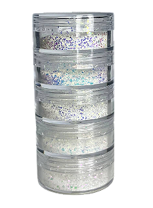 Torre de Glitter Branca 5 Unidades