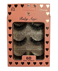 3 Pares de Cílios Postiços 6D RA-434 010 - Ruby Anjo