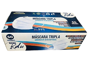 Caixa com 50 Máscaras Descartáveis Branca - Kdu