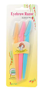 Kit com 3 Navalhas para Sobrancelha Coloridas