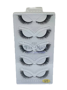 5 Pares de Cílios Postiços 8D Mink Gatinha F-004 14  - Fix Mais
