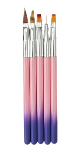 Kit com 5 Pincéis para Unhas - Dafu