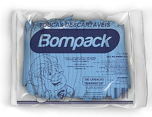 Touca Descartável Sanfonada Azul com 100 Unidades - Bompack