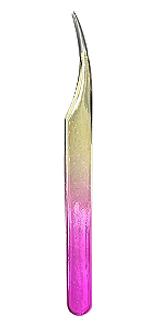 Pinça Semi Curva 2 Rosa com Dourado - Bela Luck Star