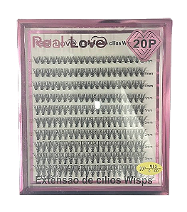 Cartela de Cílios Tufo sem Nó 20P 0.10D Mix Wisps CL4820 - Real Love