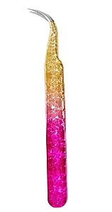 Pinça Ponta Curva Rosa com Dourado - Fada Color