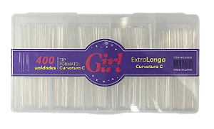 Tips Curvatura C Extra Longa Transparente com 400 Unidades A0830 - Girl Fatale