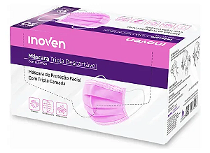 Caixa com 50 Máscaras Descartáveis ROSA - Inoven