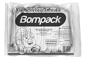 Touca Descartável Sanfonada com 100 Unidades BRANCA - BOMPACK