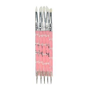 Kit com 5 Pincéis Pega Strass com Boleador - FN Fan Nails