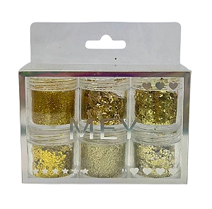 Kit com 6 Glitters DOURADO - Mey