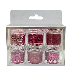 Kit com 6 Glitters ROSA - Mey