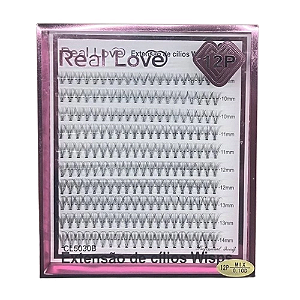 Cartela de Cílios Tufo sem Nó 12P 0.10D Mix WISPS (CL5030) - Real Love