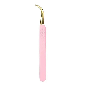 Pinça CURVA Rosa com Dourada - ZOLA