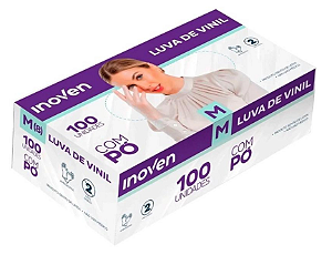 Caixa com 100 Unidades de Luva COM PÓ TRANSPARENTE - INOVEN