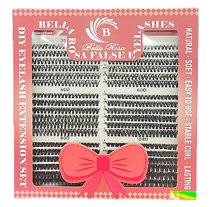 Cartela de Cílios Tufo sem Nó 30P/40P/50P/60P/80P/100P 0.07D Mix (63823) - Bella Rosa