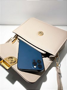 Bolsa Média Quadrada em Couro Sintético com Alça Ref. 1626