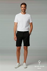 Bermuda Marluah Algodão Preta — Corte Tradicional Premium