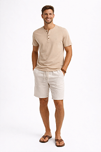 Camiseta Henley Premium Areia – Marluah Brasil