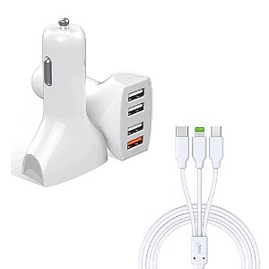 Carregador de carro carga rápida qc3.0 4usb multifuncional