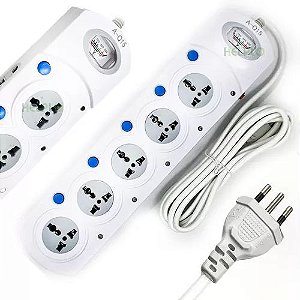 Extensão Elétrica 5 Entradas Com Padrão Universal Cor Branco 127v/220v