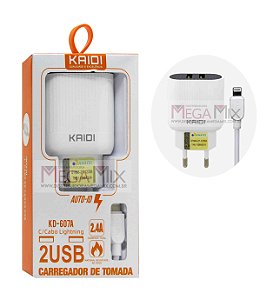 Carregador Fonte 12w  Usb Iphone Turbo Kaidi KD-607-A