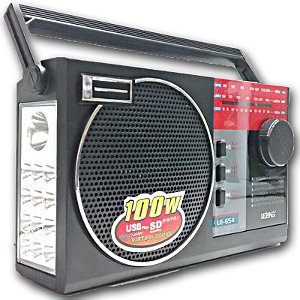 Rádio am/fm Le-654 Lelong Usb/Cartão/Sd recarregavel com Lanterna