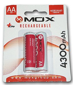 Pilha Mox Recarregavel 4300 mAh 2A com 2 pilhas