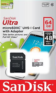 Cartao Micro Sd 64Gb Ultra Sandisk Classe 10