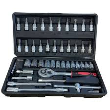 CONJUNTO DE CHAVES CATRACA C/ SOQUETES (BITS) DE METAL 46 PÇS